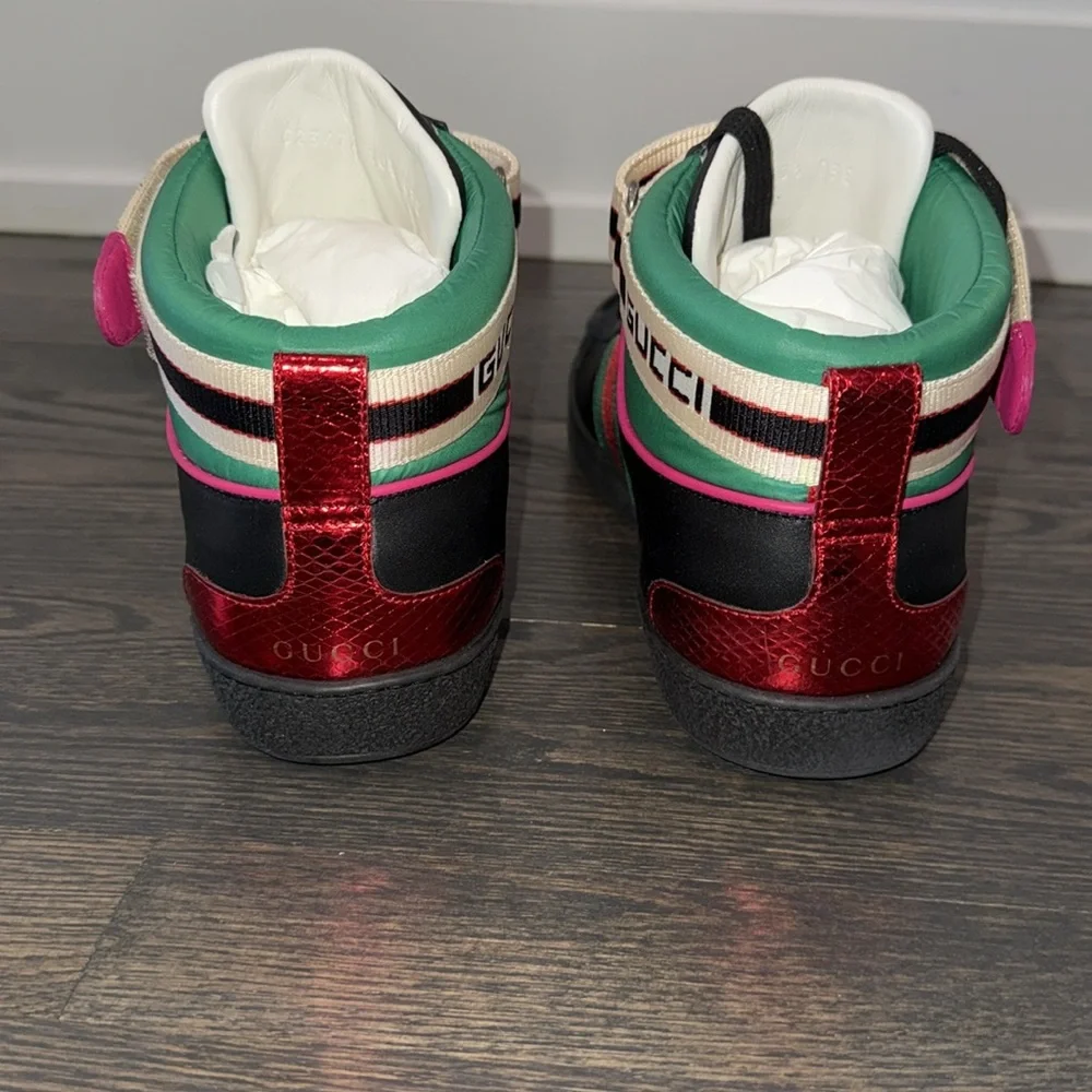 Gucci Leather Ace Stripe High Top Sneaker-523472-Authentic-NIB